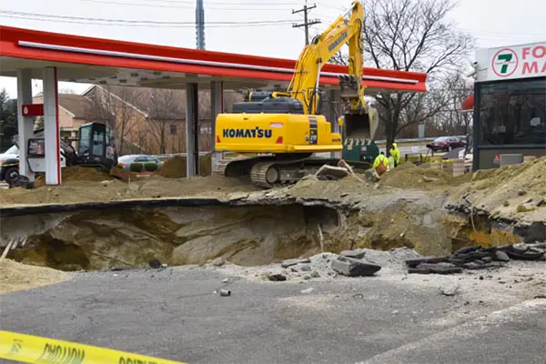 Environmental cleanup with excavator