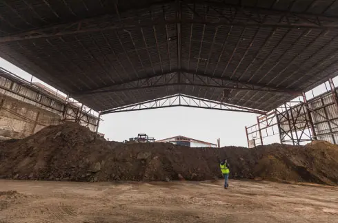Wide view of soil pile