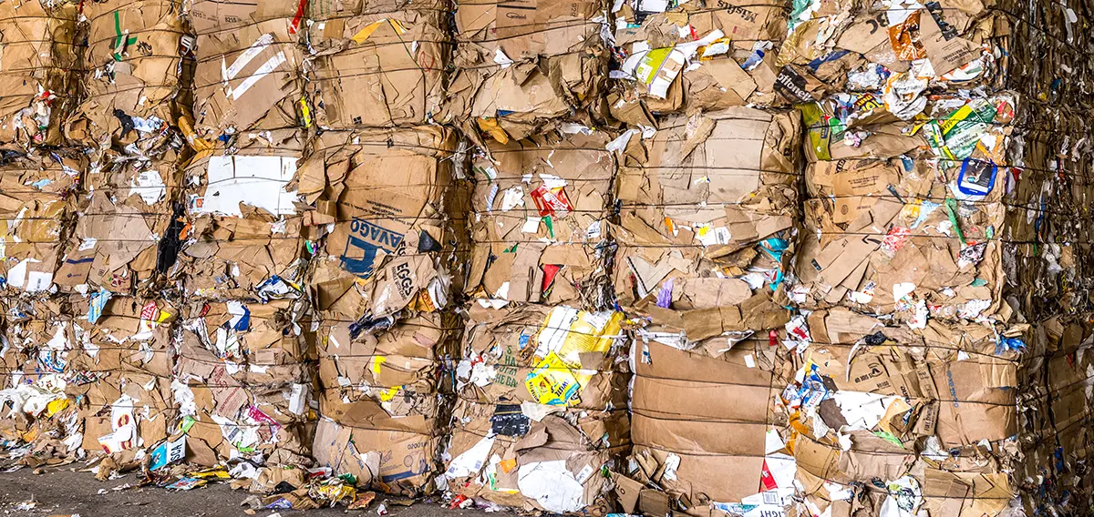 Baled cardboard and paper materials