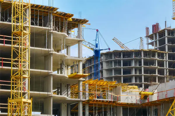 Construction site with building under construction
